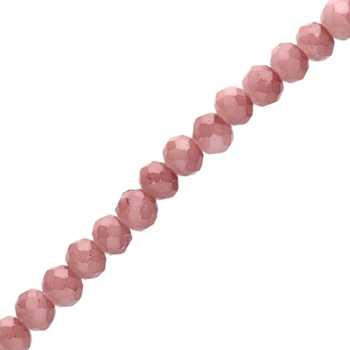 Faceted rondelle beads - flattened round, 4.5x mm - Opaque Light Brown x38 cm