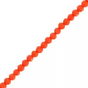 Faceted rondelle beads - flattened round, 3.5x3 mm - Opaque coral, 35 cm
