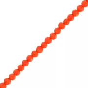 Faceted rondelle beads - flattened round, 3.5x3 mm - Opaque coral, 35 cm