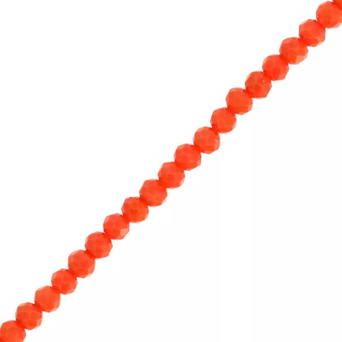 Faceted rondelle beads - flattened round, 3.5x3 mm - Opaque coral, 35 cm