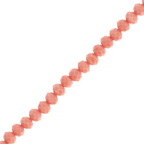 4x3.5mm Rondelle beads faceted - round flattened - Opaque Pink Coral x42cm