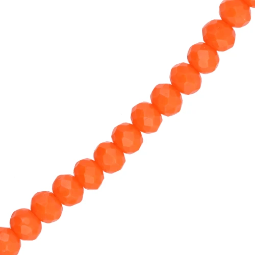 Faceted rondelle beads - flattened round, 4.5x4 mm - Opaque Orange, 40 cm