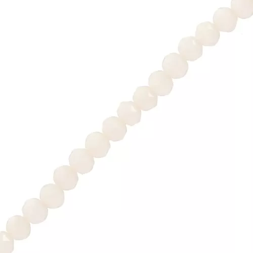 4x3.5mm Rondelle beads faceted - round flattened - Opaque Ivory x41cm