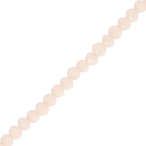 4x3.5mm Rondelle beads faceted - round flattened - Opaque Light Beige x40cm