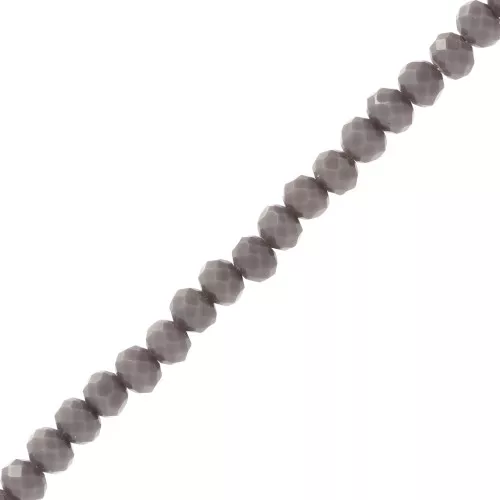 4x3.5mm Rondelle beads faceted - round flattened - Opaque Dark Grey x48cm