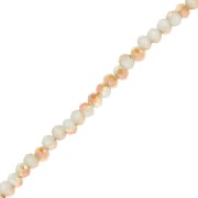 3.5x3mm Rondelle beads faceted - round flattened - Aqua opal - Golden x30cm