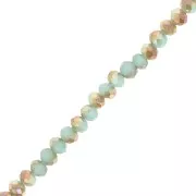 Perles rondelles facettées - rondes aplaties 4x3.5 mm - Aqua opal - Golden x38cm