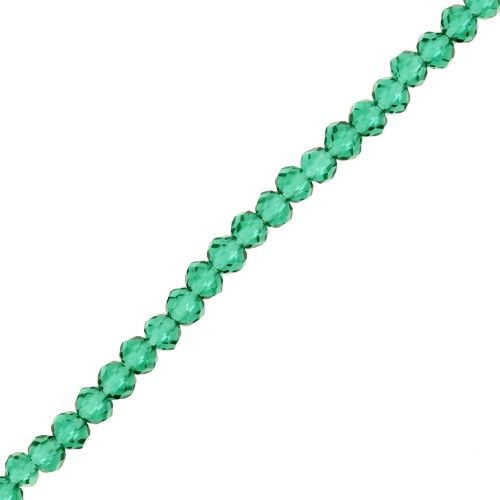 Rondelle beads faceted - round flattened 3.5x3 mm - Emerald x32cm