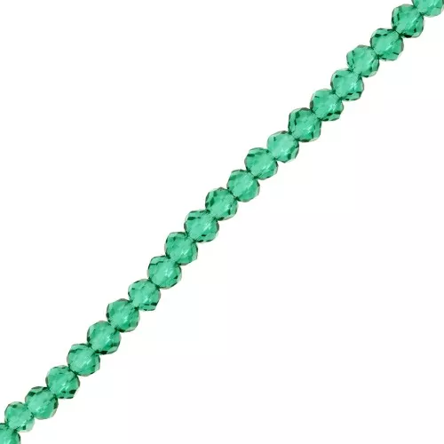 Rondelle beads faceted - round flattened 3.5x3 mm - Emerald x32cm