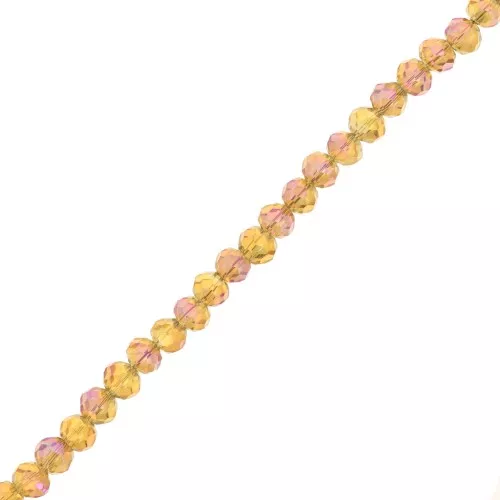 Rondelle beads faceted - round flattened 3.5x3 mm - Olive green AB x32cm