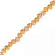 Perles rondelles facettées - rondes aplaties 4x3.5 mm - Vert olive AB x41cm