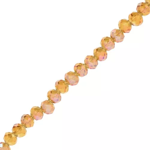Rondelle beads faceted - round flattened 4x3.5 mm - Olive green AB x41cm