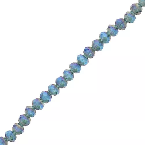 Rondelle beads faceted - round flattened 3.5x3 mm - Indicolite AB x32cm