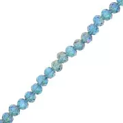 Perles rondelles facettées - rondes aplaties 4x3.5 mm - Indicolite AB x41cm