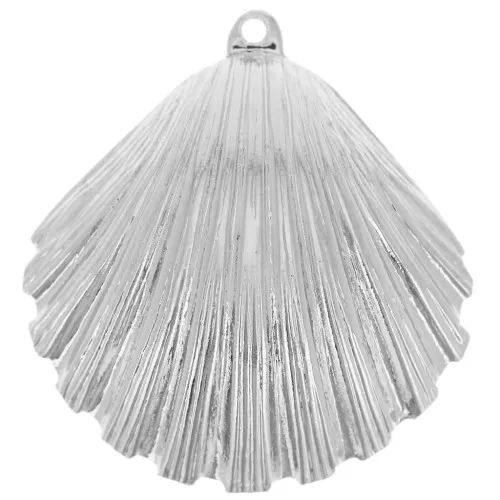 25x23mm Shell pendant - Fine silver plated x1