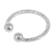 Fine silver plated 13 mm diamond effect ear ring with balls x1