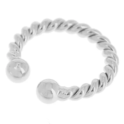 Fine silver plated 13 mm twisted effect earring with balls x1