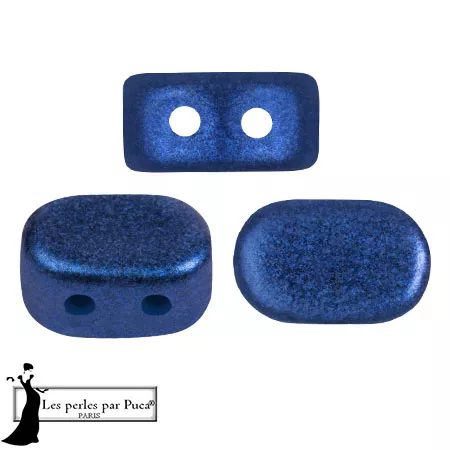 4x6mm Lipsi® glass beads by Puca® - Caribbean Blue Metallic Mat x10g