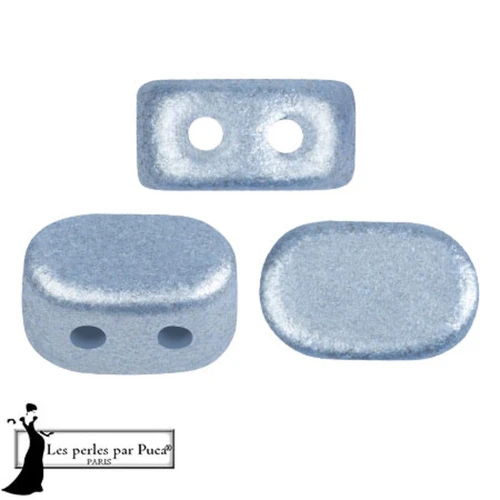 4x6mm Lipsi® glass beads by Puca® - Light Blue Metallic Mat x10g