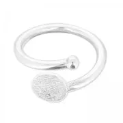 925 Sterling Silver flexible ring size 52 with 8 mm pad  x1