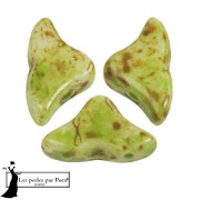 6x10mm Helios® glass beads by Puca® - White Stony Green x10g