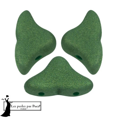 6x10mm Helios® glass beads by Puca® - Trendy Fern Green Mat x10g