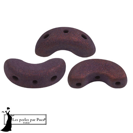 5x10mm Arcos® glass beads by Puca® - Trendy Plum Mat x10g