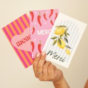 Lemon jewelry cards - Merci cards - Sky blue - Yellow x10