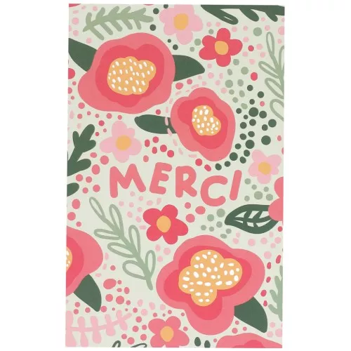 Flower jewelry cards - Merci cards - Green - Red - Pink x10