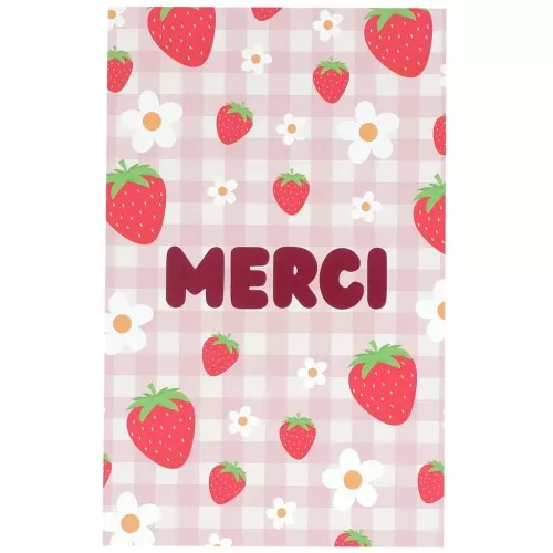 Jewelry cards - Merci cards - Strawberries and flowers pattern x10