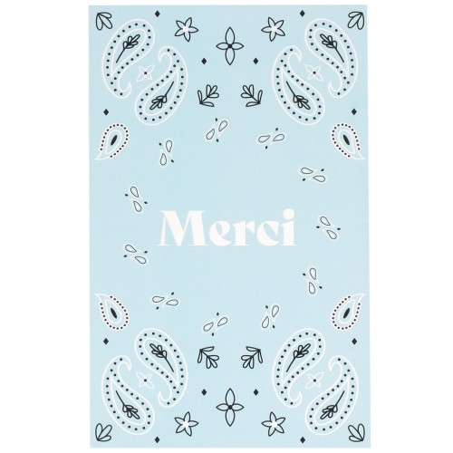 Jewelry cards - Merci cards - Paisley pattern - Light blue x10