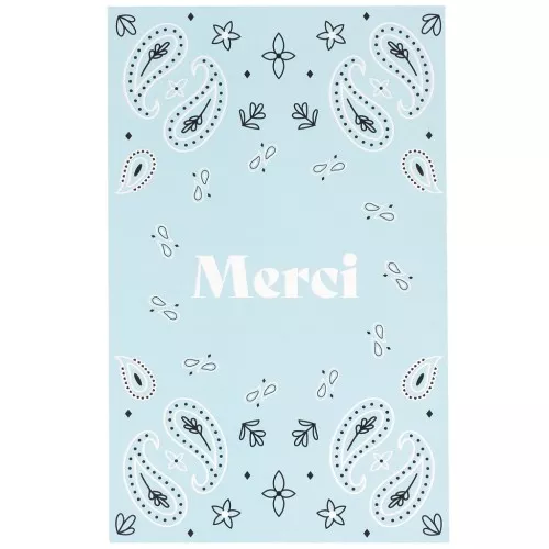 Jewelry cards - Merci cards - Paisley pattern - Light blue x10