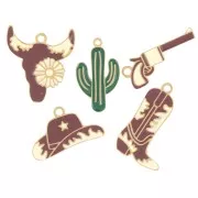 Stainless steel 304L Mix of Western epoxy charms - By Perles&Co - Gold x5