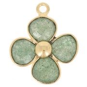 16mm gemstone flower pendant - Fine gold plated - Aventurine x1|raw }}