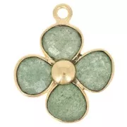 16mm gemstone flower pendant - Fine gold plated - Aventurine x1