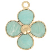 16mm gemstone flower pendant - Fine gold plated - Amazonite x1|raw }}
