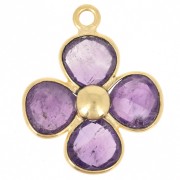 16mm gemstone flower pendant - Fine gold plated - Amethyst x1|raw }}
