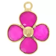 16mm Fine gold plated gemstone flower pendant - Calcedoine rose x1