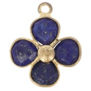 16mm gemstone flower pendant - Fine gold plated - Lapis Lazuli x1|raw }}