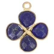 16mm gemstone flower pendant - Fine gold plated - Lapis Lazuli x1
