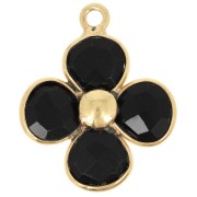 16mm gemstone flower pendant - Fine gold plated - Black Onyx x1|raw }}