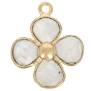 16mm gemstone flower pendant - Fine gold plated - Moonstone x1|raw }}
