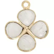 16mm gemstone flower pendant - Fine gold plated - Moonstone x1
