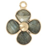 16mm gemstone flower pendant - Fine gold plated - Labradorite x1|raw }}