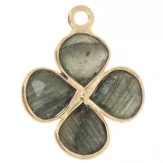 16mm gemstone flower pendant - Fine gold plated - Labradorite x1