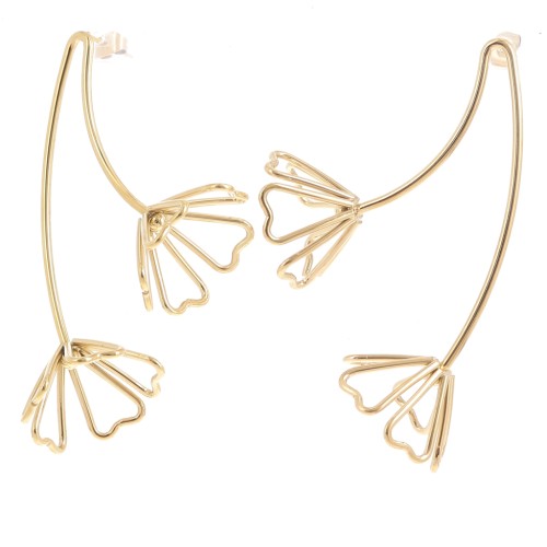 60x49mm 304L stainless steel 3D flower earrings - Gold x2