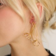 60x49mm 304L stainless steel 3D flower earrings - Gold x2