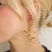 60x49mm 304L stainless steel 3D flower earrings - Gold x2