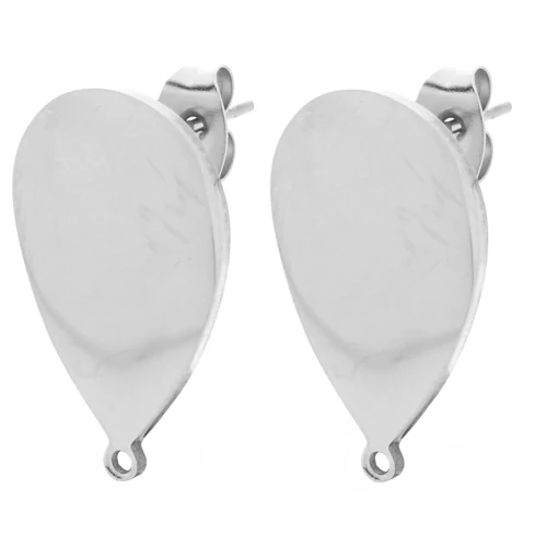 Drop earstuds 22x14 mm - Stainless steel 304 x2