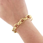 Trace 12 mm mesh chain - 304 stainless steel, gold-plated x50cm